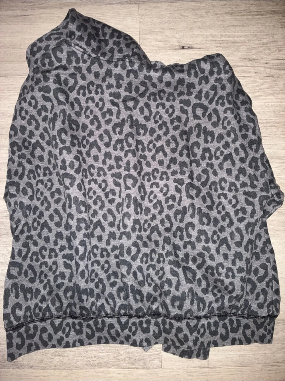 Justice Gray and Black Leopard Print Fleece Hoodie